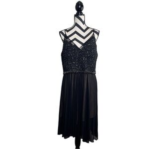 Faviana Sz 16W Sheer Chiffon Whimsigoth Beaded Babydoll Mini Dress